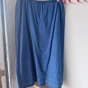 K.T. Sport Blue Midi Skirt with Embroidered Details